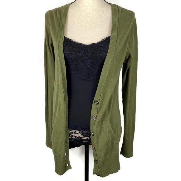 Mossimo Supply Co. Sweaters - Mossimo Army Green Button Cardigan with Pockets